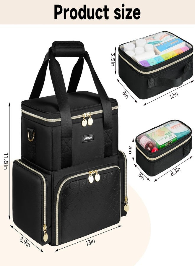 Jaffzora Large Medicine Bag with 3 Removable Cases, Medication Travel Bag with Multiple Storage Sections for Prescription Bottles, Vitamins & Medical Supplies, Black - Image 5